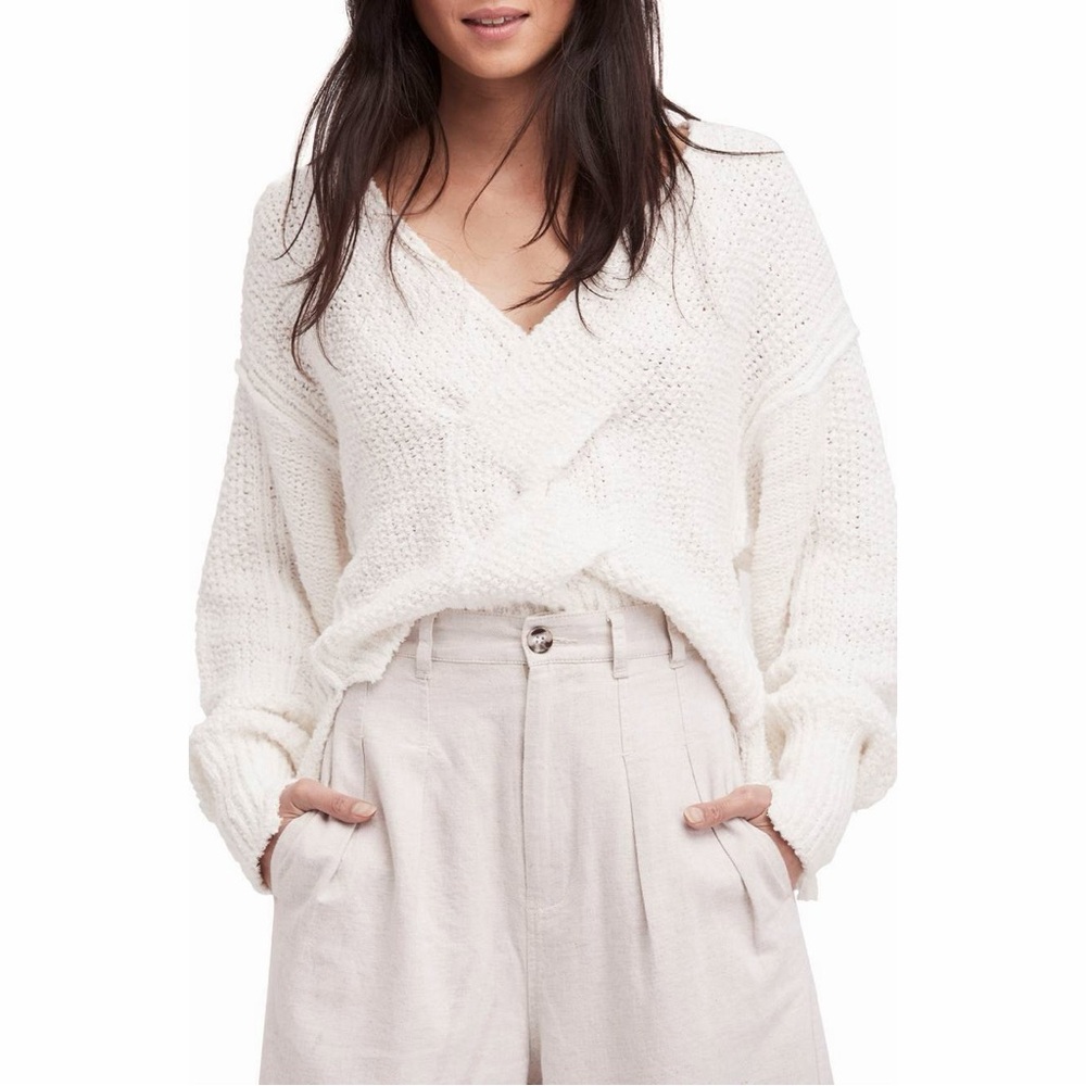 Free People Coco V-Neck Sweater Slouchy Long Sleeve XS